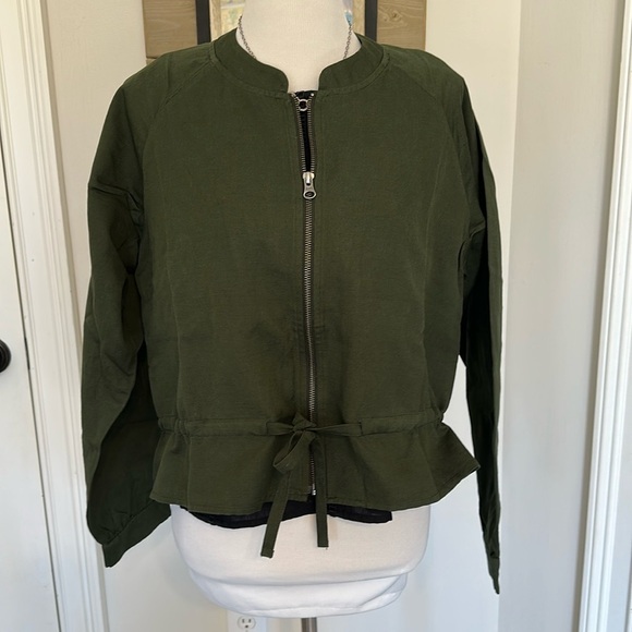 Amour Vert James Bomber Jacket, Olive Green, NWT, Size Large - Picture 4 of 11